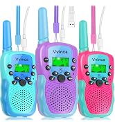 Vvinca Walkie Talkies for Kids Rechargeable, Long Range Walkie Talkie Toys for 3-12 Boys Girls Ch...