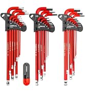 TOMMARS Hex Key Set Magnetic Ball End S2 Steel With T-Handle Hex Key Allen Wrench Set SAE(1/16"-3...