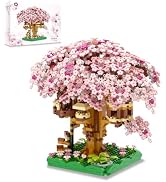 QISHOUTING Cherry Blossom Tree Building Set, 1113PCS, Flowers Bonsai Tree Mini Blocks Kit for Adu...