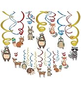 Kristin Paradise 30Ct Tribal Woodland Hanging Swirl Decorations, Forest Animals Party Supplies, W...