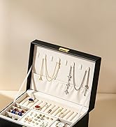 GUOER Jewelry Box for Women Girl Wife - Large PU Leather Jewelry Organizer Storage Case with Two ...