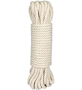 66 ft Natural White Rope,5/16 inch Cotton Rope,3Ply Soft Rope Cord,Craft Rope Thick Cotton Twiste...