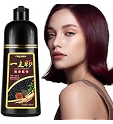 Yocisku Hair Dye Shampoo, Dark Wine Red Hair Dye 3 in 1 for Men Women, Natural Burgundy Hair Colo...