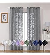 Chyhomenyc Charcoal Grey Sheer Curtains 84 Inches Long 2 Panels Set, Light Filtering Soft Lightwe...