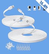 2Pack 16.4ft Flat Micro USB Extension Cable, USB to Micro Long Charging Power Cord for Security C...