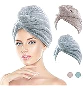 JEFFSUN Microfiber Hair Towel Wrap for Women and Girls, Super Absorbent Quick Dry Wet Hair Turban...