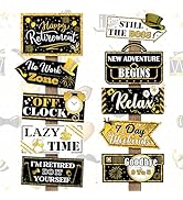 Hooqict Retirement Party Decorations 20 Pieces Happy Retirement Party Signs for Black and Gold Re...