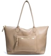 HOXIS Tote Bag for Women with Zipper Vegan Leather Handbag with Trolley Sleeve Travel Weekender C...