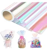woric 82 Ft X 17 In Cellophane Wrap for Gift Baskets Iridescent Cellophane Wrap Roll Gift Basket ...