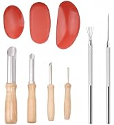 Accfore 3 Sizes Rubber Pottery Clay Ribs+4 Stainless Steel Circular Clay Hole Cutters+1 Clay Cera...