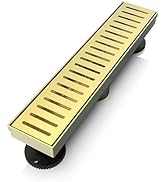 WEBANG 12 Inch Shower Linear Gold Drain Rectangular Floor Drain with Accessories Capsule Pattern ...