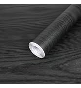 LXCREAT Black Wood Contact Paper for Kitchen Countertop, Wood Grain Peel and Stick Wallpaper for ...
