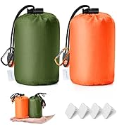 ELUTENG Emergency Sleeping Bag with Whistles 2 Pack Survival Sleeping Bag Waterproof Emergency Bi...