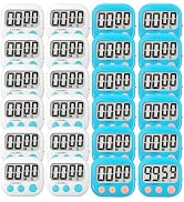 24 Pack Digital Kitchen Timer Small Classroom Timers for Kids Teachers (Blue&White)