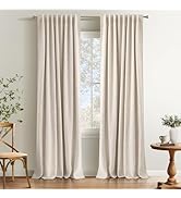 INOVADAY 100% Blackout Curtains 84 Inches Length 2 Panels Set, Back Tab/Rod Pocket Linen Black Ou...