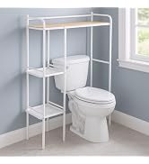 Home Zone Living Over The Toilet Storage Bathroom Organizer with 3 Tier Freestanding Shelves, Bam...