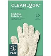Cleanlogic Sustainable Exfoliating Stretch Bath/Shower Gloves, Natural, 3 Pair – 6 Count