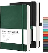 RETTACY Blank Journal Notebook, 2-Pack, 192 Pages per Pack, A5 Medium Size (5.7'' x 8.3''), Leath...