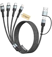 Travel Essentials Multi Charging Cable,4 in 2 USB C Splitter Cable 1Pack 5F | Braided Multi USB C...