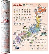 Gam3Gear Scratch Off Travel Map Poster Japan Map Edition Personalized Tracker Poster Travel Atlas...