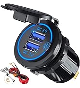 GemCoo 12V USB Outlet 36W QC 3.0 USB Charger Socket with Power Switch, 12V/24V USB Charger Socket...