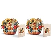 Freshcut Paper Pop Up Cards, Mini Golden Harvest (Set of 2), 6 Inch Mini Sized Forever Flower Bou...
