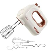warran 300W Compact Lightweight Electric Hand Mixer, with Powerful Quiet DC Motor for Baking, Cak...