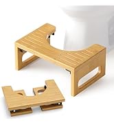 Bathway Squatting Potty Stool, Foldable Poop Stool, Bamboo Wood Toilet Stool Squat Adult, Foot St...