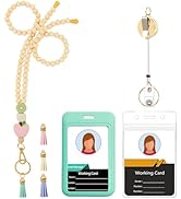 Women Lanyard with id Badge Holder,Silicone Wooden Beaded Lanyard for ID Badges Keys,Cute Breakaw...