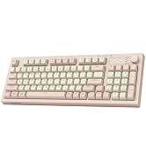 wegear Pastel Wireless Keyboard, Computer Gaming Keyboard with Media Knob, Tri-Mode Bluetooth/2.4...