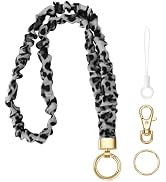 Stretchy Lanyard for ID Badges,Teacher Lanyard for Keys, Cute Neck Lanyard for Women (Gray-Black ...