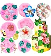 ZiXiang Flamingo Tropical Leaf Silicone Mold Plumeria Hibiscus Flower Fondant Molds Birds Pineapp...