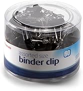 Officemate Assorted Size, 50 Small/10 Medium, Binder Clips, Black, 60 per Tub (31025)