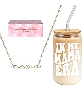 DAMCONME Mothers Day Gifts for Mom – In My Mama Era Glass Cup and Mama Necklace Gift Set, Ready t...