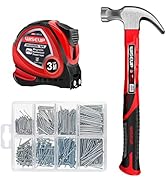 Hammer and nails Set 560pcs Wall Nails & Finish Nails For Hanging Pictures Small Hammer Set 8oz T...