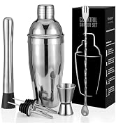 Cocktail Shaker Set, 6-Piece 18/8 Food-Grade Stainless Steel Mixology Bartender Kit - Premium Bar...