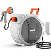 VEVOR Retractable Garden Hose Reel, 5/8 Inch x 100 ft Wall Mounted Hose Reel, Heavy Duty Garden H...
