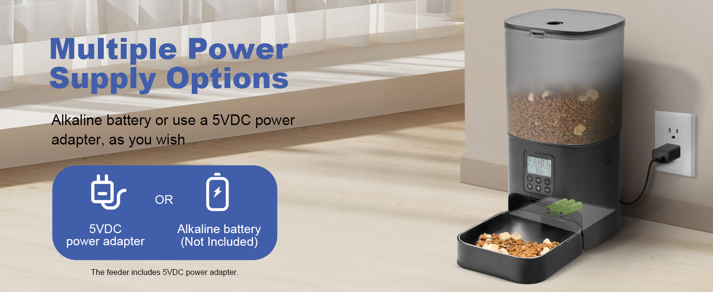 automatic cat feeder two power supplies