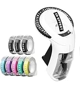 EazeID Embossing Label Maker with 8PK MacaroonTapes, Manual Embossed Label Maker Retro, Vintage E...