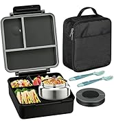 Bento Lunch Box for Kids with 8oz Soup Thermo&Lunch Bag, Leak-Proof Lunch Food Containers with 4 ...