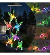 Toodour Solar Wind Chime, Color Changing Wind Chimes Hummingbird, LED Decorative Mobile, Gifts fo...