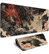 Huge Demon Large Mouse Pad Japanese Ukiyo-e Desk Mat, Big Full Keyboard and Mouse Pad Cool Desk P...