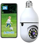 JAIOTlink 2K Light Bulb Security Camera – Wireless Outdoor/Indoor Camera with 5GHz & 2.4GHz WiFi,...