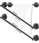 DGYB Adjustable Suction Cup Towel Bar for Bathroom 14 Inch ~ 27 Inch Set of 2 Matte Black Towel R...