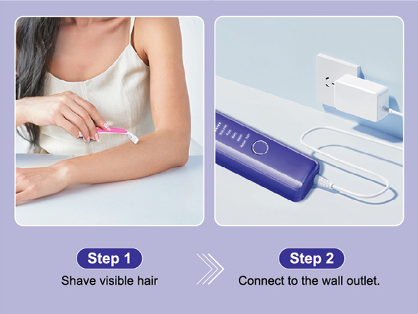 Shave visible hair, Connect to the wall outlet.