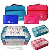 kinsho Bento Lunch Boxes with Bag and Ice Packs | Bento-Box Insulated Bag Ice Cold Pack Set of Tw...