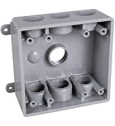BELL PDB77550GY Two-Gang Weatherproof Box Seven 1/2 in. or 3/4 in. Threaded Outlets, 2 in, Gray