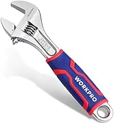WORKPRO 8-inch Adjustable Wrench, Wide Jaw Opening Wrench with Rubber Anti-slip grip, Metric/SAE ...