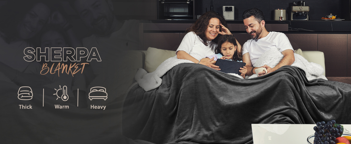 sherpa blanket help enjoying family moment