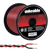 Askcable 18 Gauge 100 Feet Speaker Wire Cable 18AWG Speaker Wire 2 Conductors Wire Extension Cord...